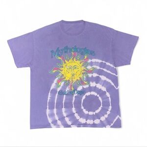 Purple Graphic T-Shirt with Sun Design